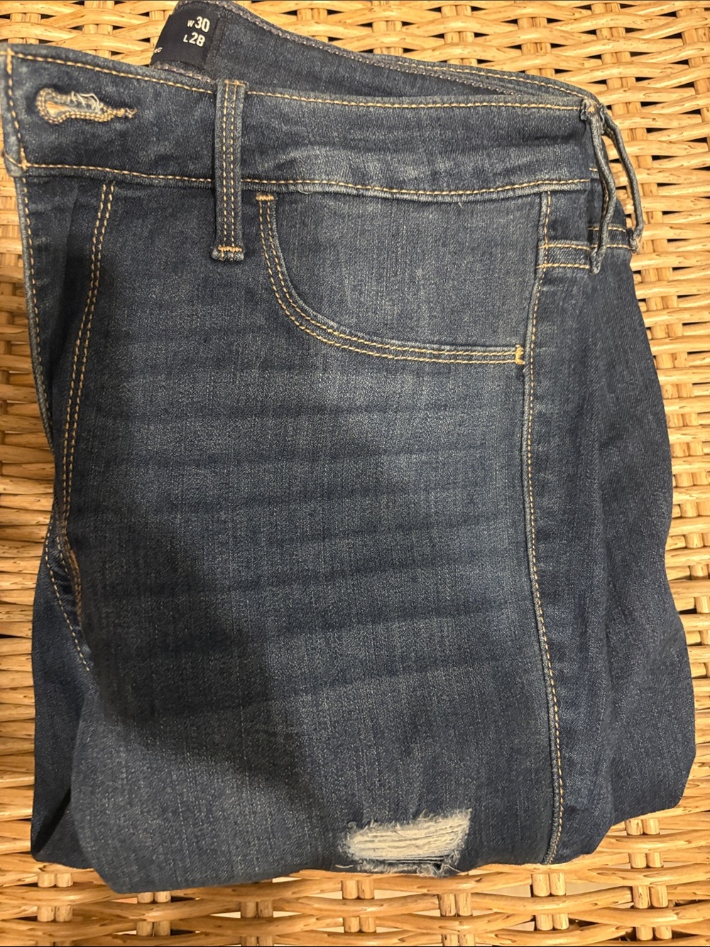 Slim Straight women’s  Jeans in Dark Blue with Subtle Distress